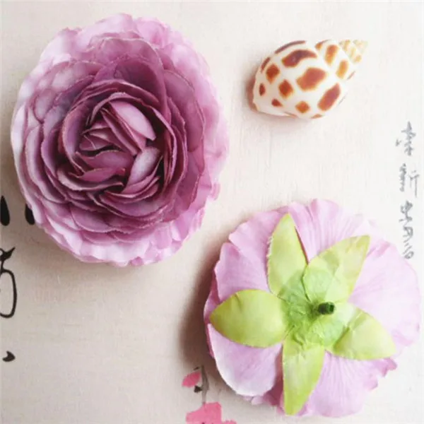 48Pcs/Lot Fake Multilayer Rose Flower Heads Dia.7.5cm/2.95" Simulation Roses for DIY Wedding Home Decorative Artificial Flower - Color: autumn purple