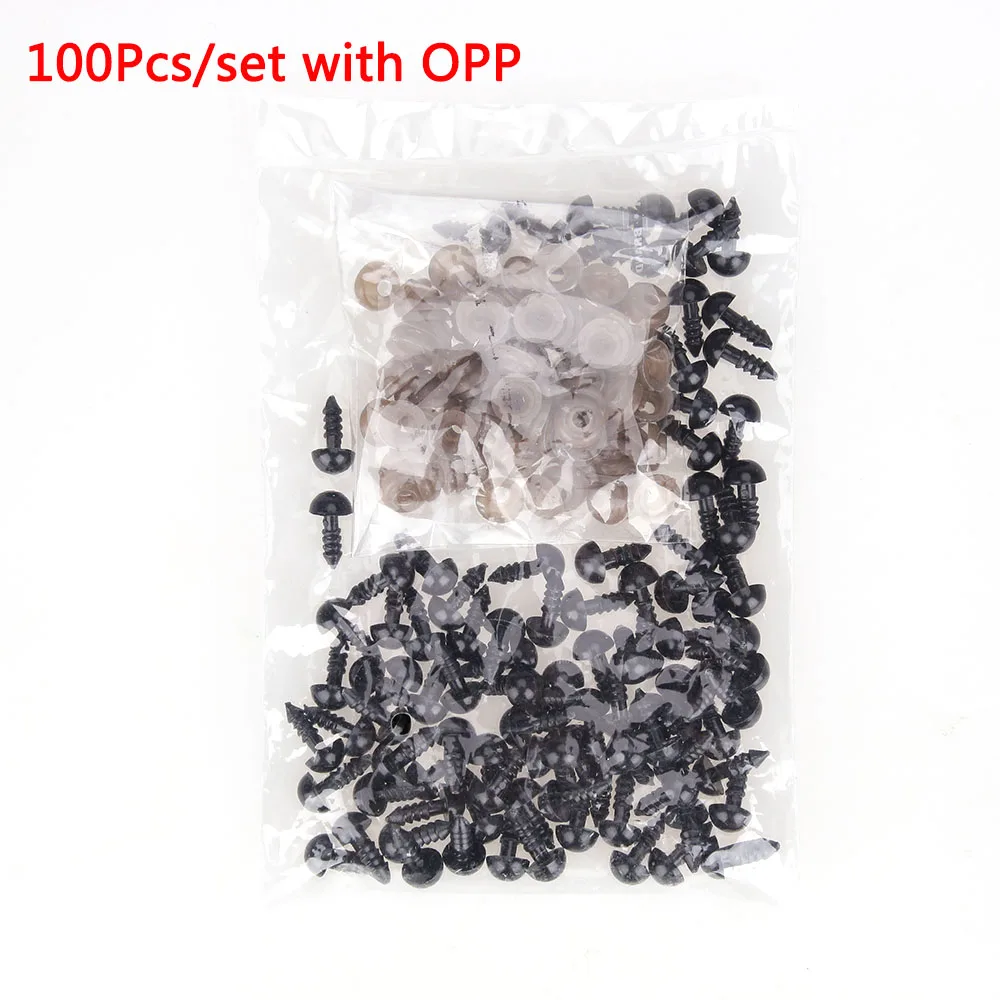 100 opp 100/142 шт Глазные яблоки для кукол аксессуары черный Изделия из пластика глаза для игрушек 6-12 мм, Фурнитура для бижутерии, забавные игрушки Аксессуары для глаз для кукол - Цвет: 100 opp