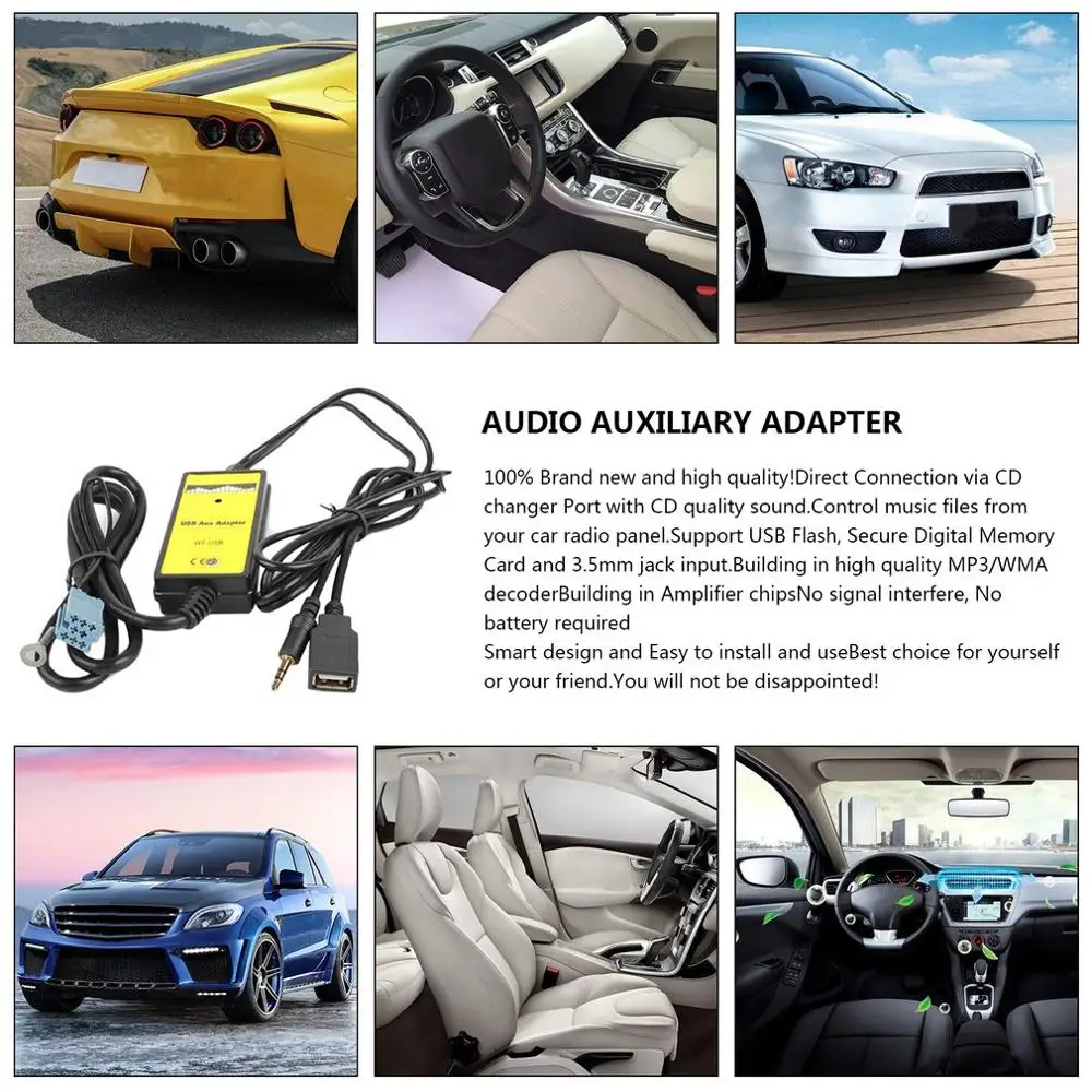 Автомобильный CD MP3 адаптер интерфейса USB вход AUX для Audi A2 A4 A6 S6 A8 TT S4 S8 с мини ISO 8P синий разъем лучшие продажи