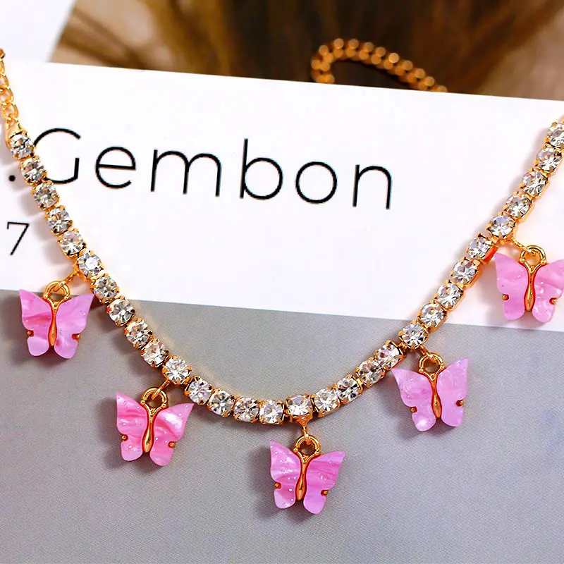 Flatfoosie Fashion Cute Butterfly Anklet for Women Gold Silver Color Shiny Crystal Tennis Chain Anklet Summer Beach Foot Jewelry Flatfoosie Fashion Cute Butterfly Anklet for Women Gold Silver Color Shiny Crystal Tennis Chain Anklet Summer Beach Foot Jewelry