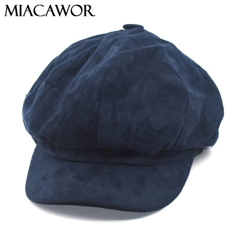 MIACAWOR новые Восьмиугольные шляпы Женские однотонные козырек для девочки берет