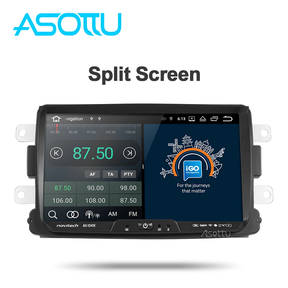 Автомобильный dvd плеер Asottu DA601 android 9 0 PX6 для Dacia/Sandero/Duster/Renault/Captur/Lada/Xray 2/ Logan