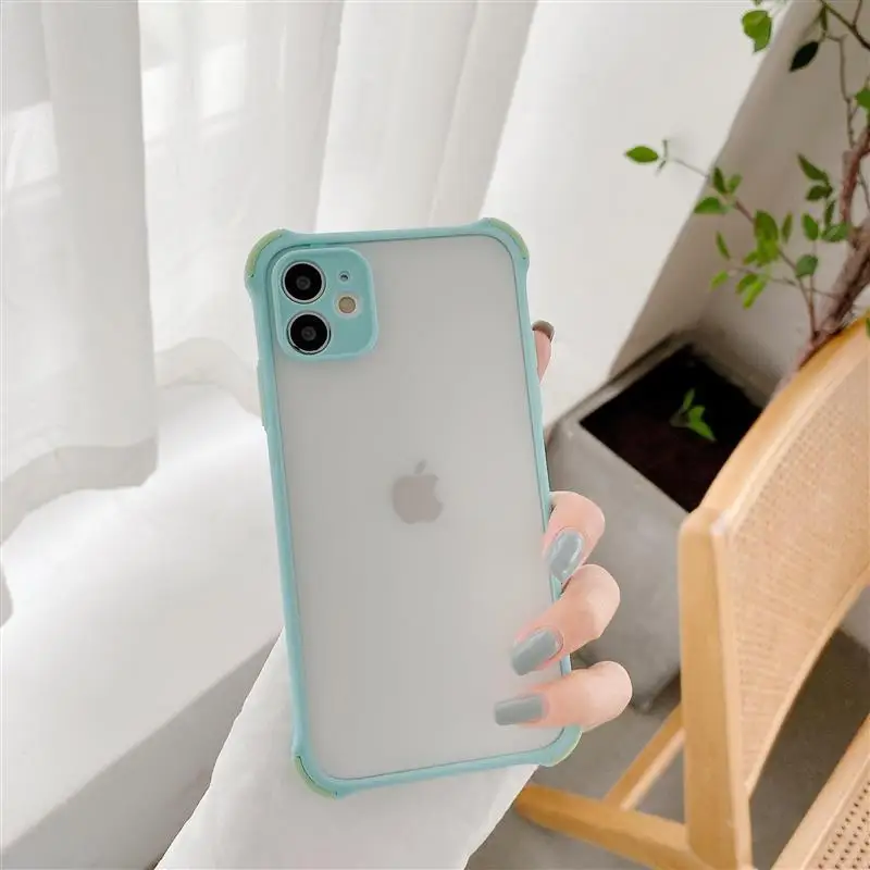 Phone Case For Xiaomi Redmi Note 9 9S PRO MAX Simple Matte Transparent Shockproof Four-Corner Bumpet Soft Frame Clear PC Cover