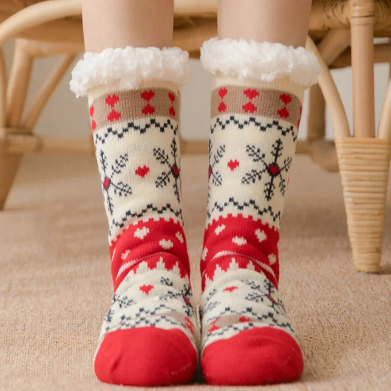 Toivotukasia/рождественские носки для женщин и девочек; толстые теплые зимние забавные носки с принтом панды для дома; нескользящие носки; Calcetines Mujer