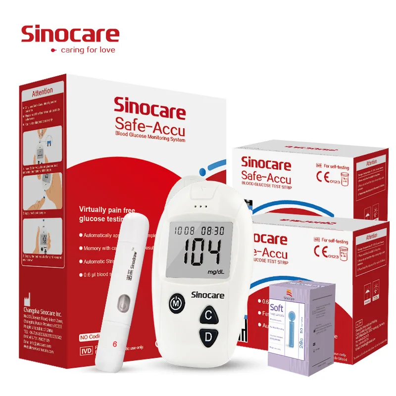 Измеритель уровня глюкозы в крови SINOCARE, тест-полоски и ланцеты, 50/100 шт., глюкометр, набор для диабетиков, измеритель уровня сахара в крови Измеритель уровня глюкозы в крови SINOCARE, тест-полоски и ланцеты, 50/100 шт., глюкометр, набор для диабетиков, измеритель уровня сахара в крови