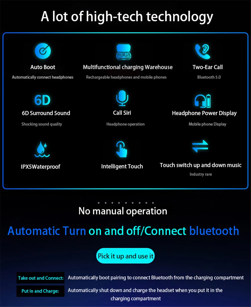 TWS06 беспроводные наушники Bluetooth 5,0 IPX5 водонепроницаемые CVC 8,0 шумоподавление 6D эффект объемного звука Магнитная Быстрая зарядка