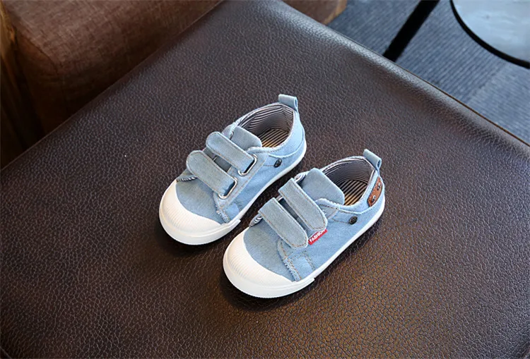 Детская Повседневное кроссовки для маленьких мальчиков обувь для девочек из плотной ткани, на липучке, из дышащего материала, анти-тапки для новорожденных детские, с мягкой подошвой; обувь