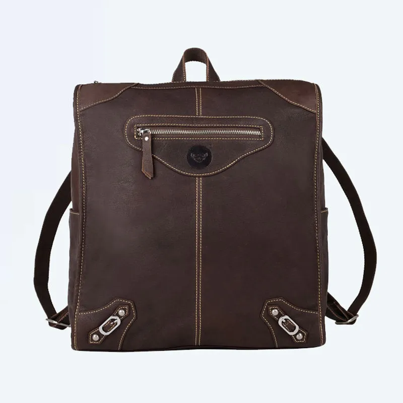 

New leather top leather men's backpack large capacity travel backpack computer backpack retro men's and women's bags
