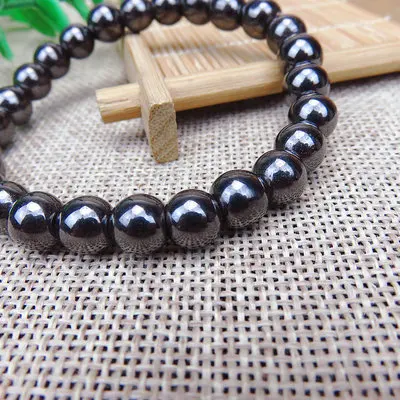Simple beaded elastic magnetic magnet bracelet black beads magnetic therapy health jewelry - Image 4