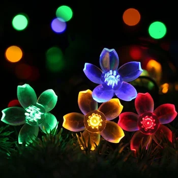 

LED Solar Garden Light Outdoor Waterproof Garden Peach Blossom String Light Decorative Lantern 7 Meters 50 Lights