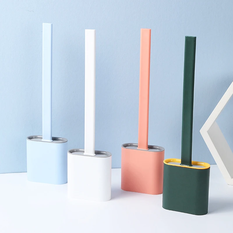 Cepillo de silicona para inodoro, cepillo flexible de silicona con soporte, utensilios de cocina, cepillo de lavado, envío rápido