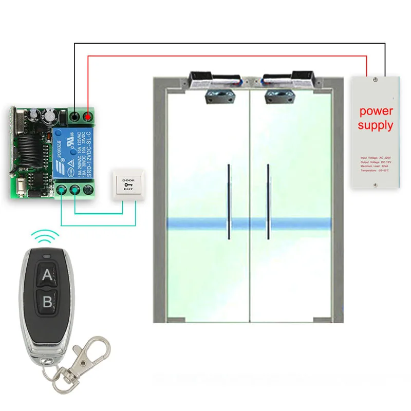 Wireless RF 433Mhz Universal DC 12V 1 CH Receiver Remote Control switch Transmitter GarageDoor Lamp Bulb LED AccessControlSystem
