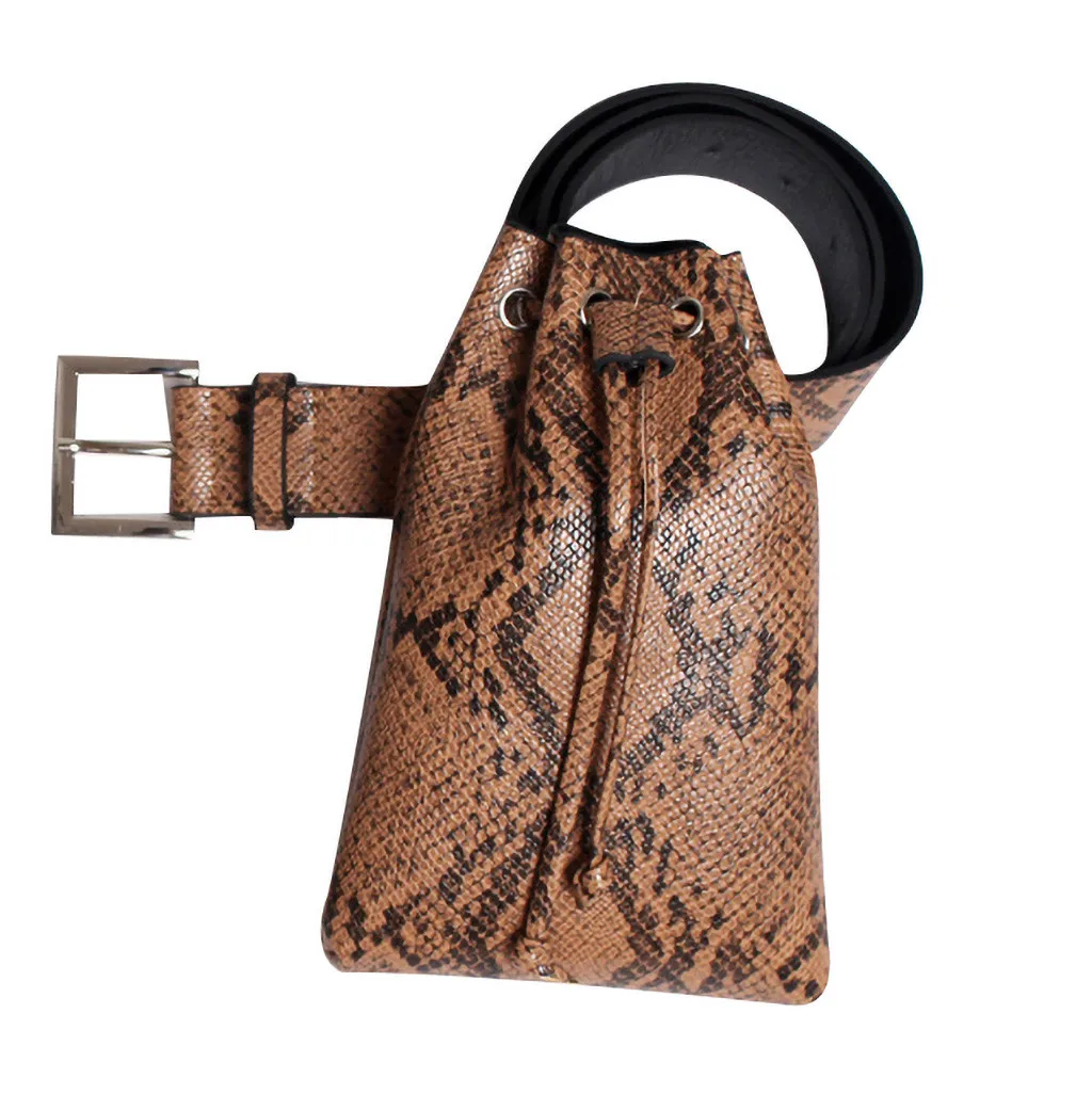 Женская поясная сумка из змеиной кожи с веревкой, модная кожаная поясная сумка со змеиной кожей