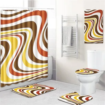 

Bathroom Mat Shower Curtain Non-Slip PVC Mat Bath Mat Bathroom Door Absorbent Carpet Five-Piece Graphic Customization