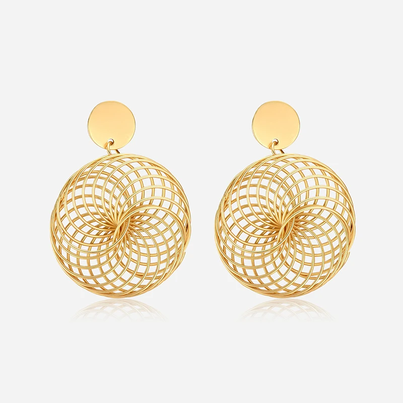 

2019 Lady Temperament Indian Trendy Drop Earring For Women Fashion Charming Colorful Gold Weave Reticulation Earrings Jewelry