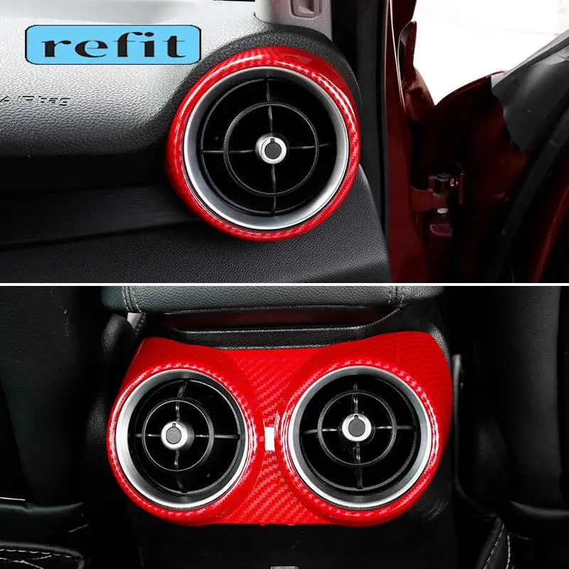 

Red Carbon front air outlet barrel rear air outlet decorative cover For Alfa Romeo Giulia Car Interior modification Accessories
