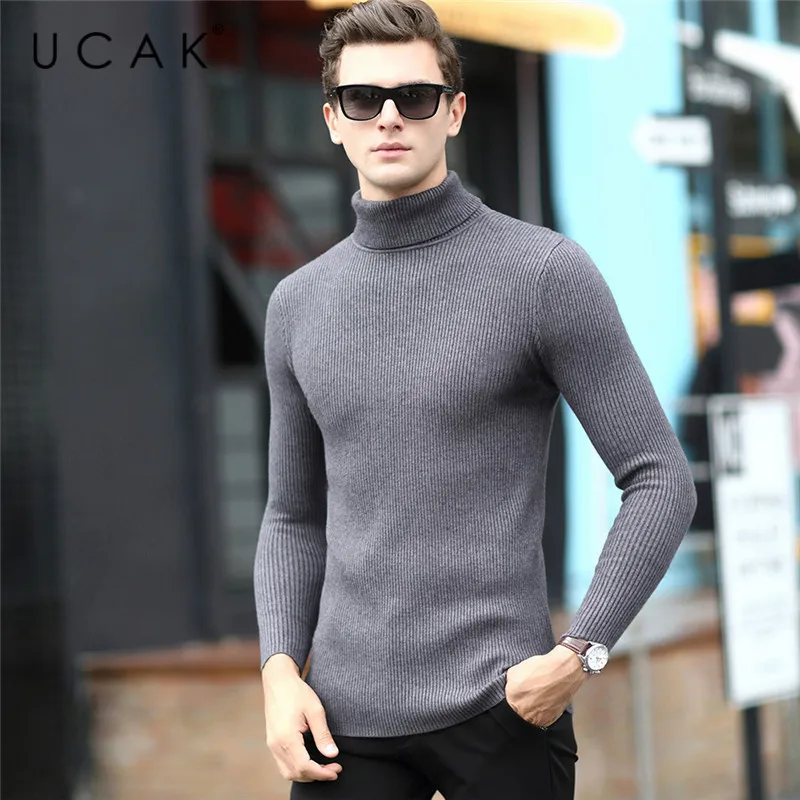 Blog UCAK Brand Casual Sweaters Men Turtleneck Striped Streetwear New Arrival Pull Homme Warm Winter Thick Pullover Sweater Men U1021