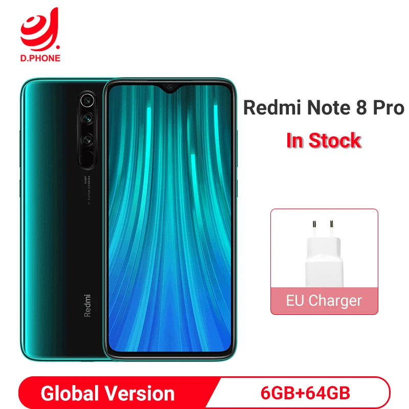  Global Version Xiaomi Redmi Note 8 Pro 6GB 64GB Smartphone 64MP Quad Camera MTK Helio G90T Mobile P