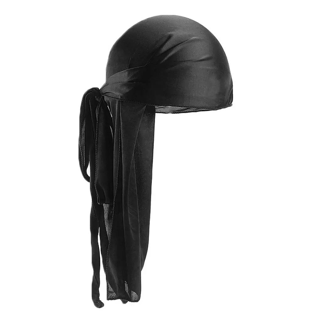 Las mujeres de los hombres de seda satén transpirable sedoso Durag 360 onda genial sombrero de pañuelo turbante