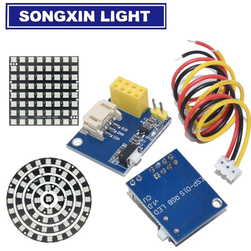 ESP8266 ESP-01 ESP-01S RGB LED контроллер адаптер модуль для Arduino IDE WS2812 световое кольцо смарт