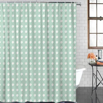 

Reduced Geometric Pattern Bathroom Shower Curtain Decor with Hooks Waterproof