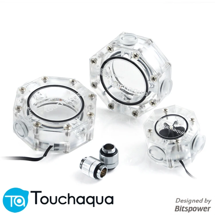 

Bitspower Touchaqua Water Tank Octagonal Dual kit Package Digital RGB with 2pcs tank with flower 5v input power