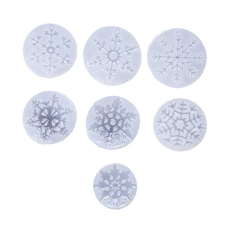 

7Pcs Christmas Snowflake Pendant Molds Kit Resin Casting Jewelry Making Tools