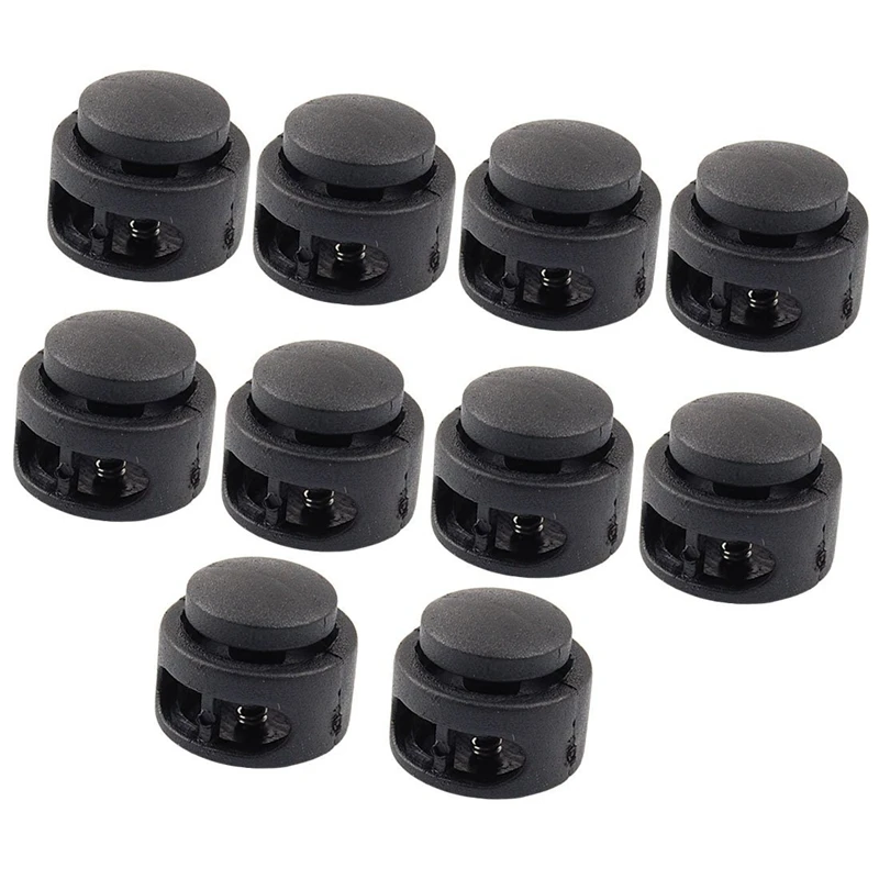 

Spring Stop Double Holes Plastic Lanyard Cord Locks End x 10