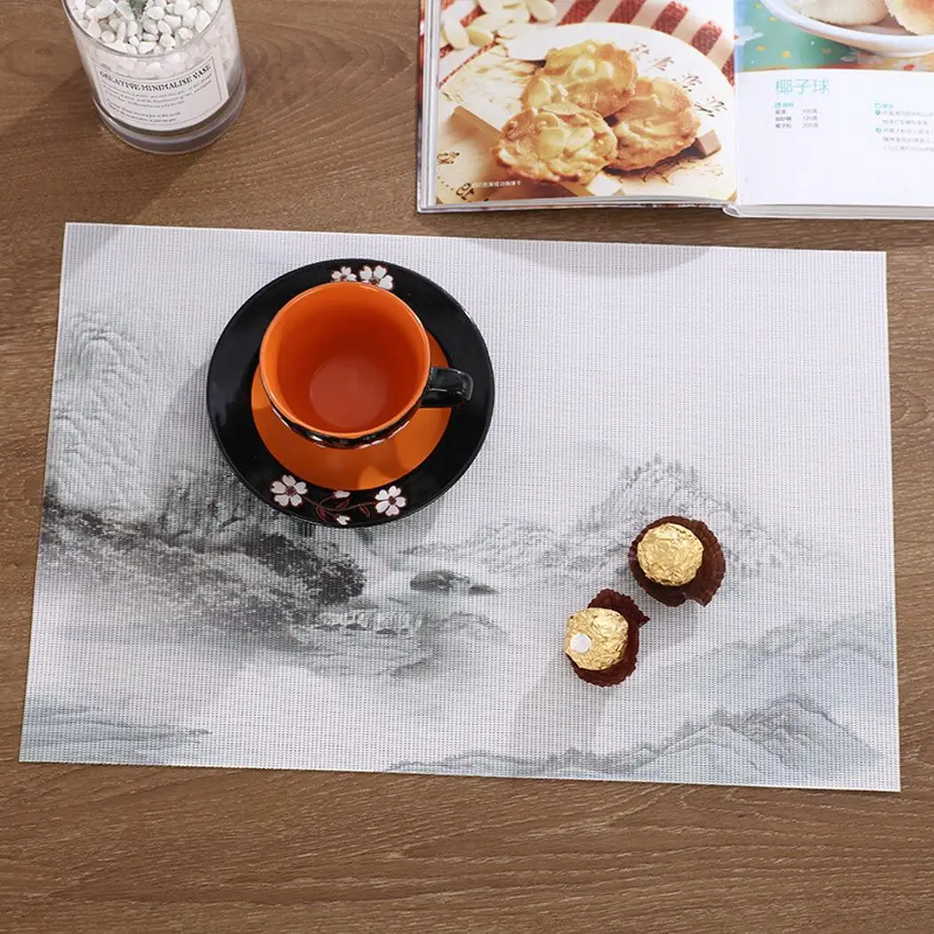placemat 6 ПВХ подложка под столовые приборы напечатанный стол Нескользящая прокладка изоляция Coaster Посуда коврик для дома, повседневной жизни 1-17 - Цвет: placemat 6