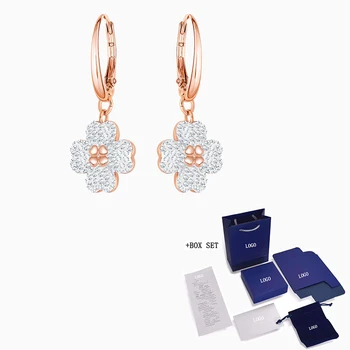

Fashion Jewelry SWA New LATISHA Pierced Earrings Rose Gold Beautiful Flowers Crystal Women Luxury Jewelry Romantic Gift