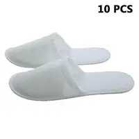 1/10PCS Unisex Home Guest Hotel Slipper Travel White Cotton Portable Disposable Slippers Salon Spa Indoor Non-slip Adult Slipper 1