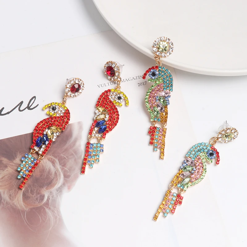 

FASHIONSNOOPS Trendy Crystal Bird Drop Earrings Women Wedding Party Bohemian Newly Girls Cute Gifts Statement Earring