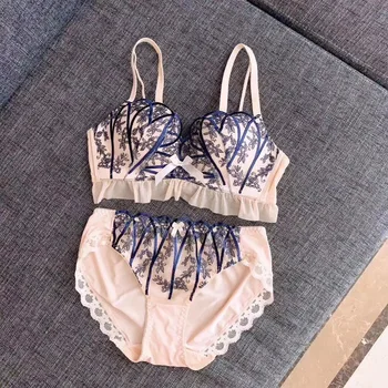 

Sexy Lace Embroidered Shell Cup Steel Ring-Free Underwear Women's Thick Small Bust Gathering Adjustable Comfortable Bra