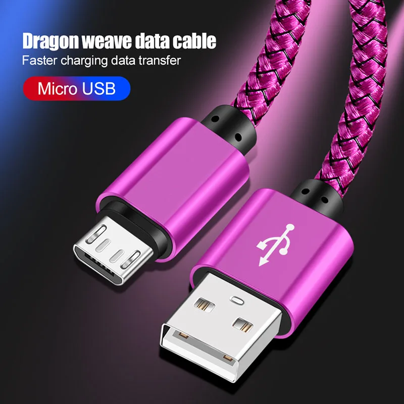 Кабель Micro USB 2.4A плетеный кабель для быстрой зарядки USB для синхронизации данных для samsung Xiaomi LG Tablet Android мобильный телефон USB зарядный шнур