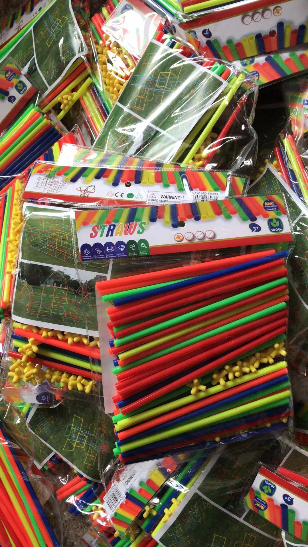 500pcs 4D Straw Building Blocks DIY Plastic Assembled Blocks Toy Straw Inserted Construction Toy Colorful Educational Kids Gift