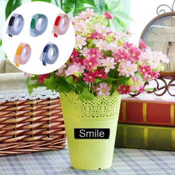 

5 Rolls Colorful Replacement 3D Embossing Labels Tape for DIY Manual Embossing Label Maker Printer 9mm