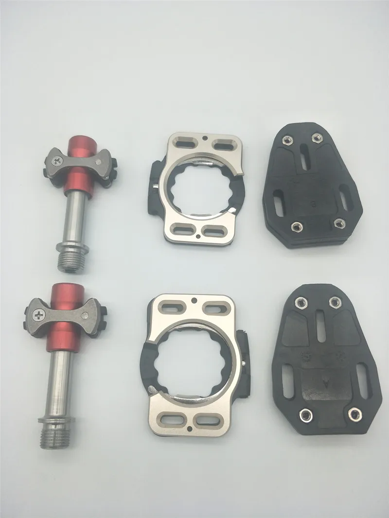 Titanium shaft red Ультралегкий 138 г/paar титановый legering Racefiets fiets Klikpedalen X/2 rvs pedalset amber - Цвет: Titanium shaft red