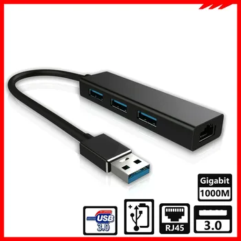 

USB 3.0 Gigabit Ethernet LAN RJ45 1000mbps Network Adapter 3-Port Hub