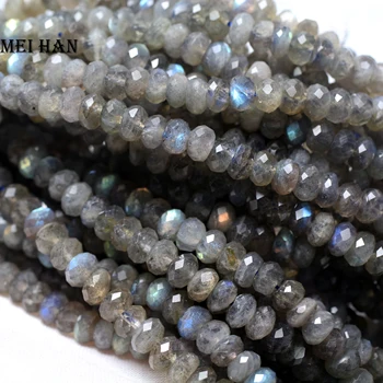 

Meihan Natural 4-5*7-8mm labradorite Faceted rondelle (1strand/set) shinny round handmade loose beads for jewelry making design