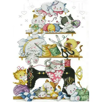 

2020 New Diamond Painting Cross Stitch Kits Needlework square Rhinestone Mosaic Diamond Embroidery Sewing machine cat Home Decor
