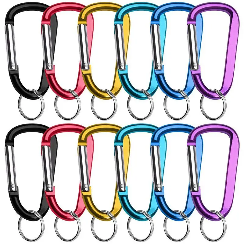 

12 Pack Aluminum Carabiner Key Chain,D Shape Improved Durable Spring-Loaded Gate Carabiners Clips Hook,Perfect for Camping,Hikin