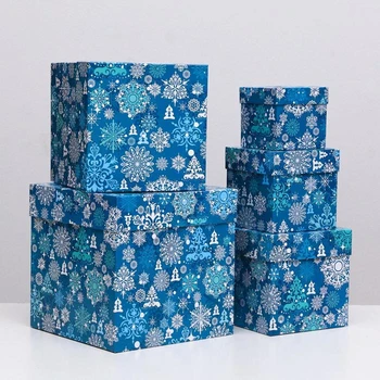 

Set of boxes 5 in 1 "White snowflakes on blue", 22.5 x 22.5 x 22.5 - 9.5 x 9.5 x 9.5 cm 5300504