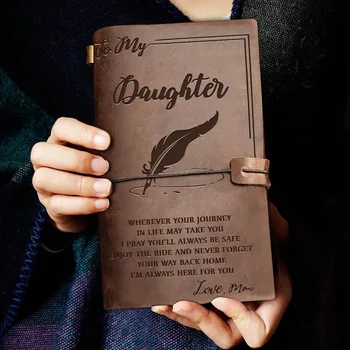 

3Types Engraved Leather Journal Notebook Diary To Dad/MoM/Love Mom Engraved Notebook Diary