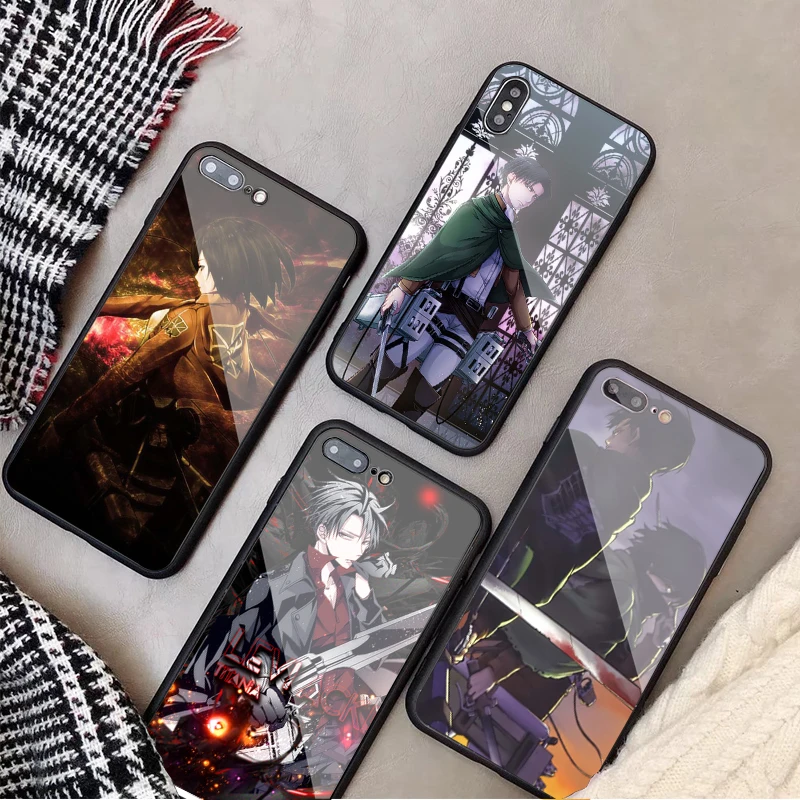 

Levi Ackerman Attack on Titan AMV Fan Tempered Glass Phone Case For iPhone X XR XS XS Max For iPhone 5 SE 5S 8 7 6 6S Plus