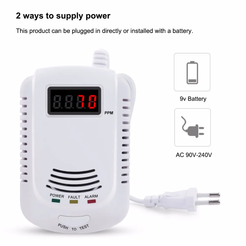 

Home Standalone Plug-In Combustible Gas Detector LPG LNG Coal Natural Gas Leak Alarm Sensor Voice Warning Alarm Sensor