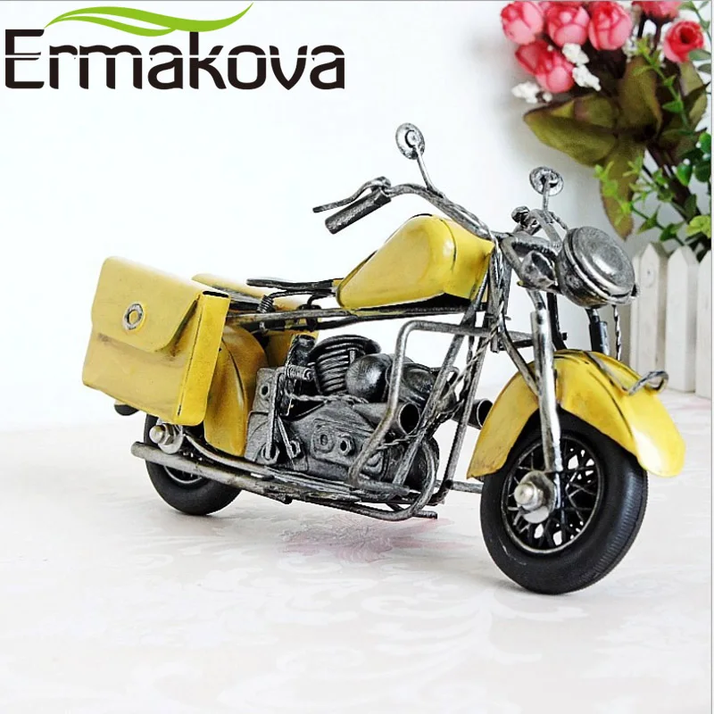 ERMAKOVA 23 см(") винтажная модель мотоцикла, ретро фигурка двигателя, железный мотоцикл, автомобиль, подарок для мальчика, детская игрушка, украшение для дома и офиса