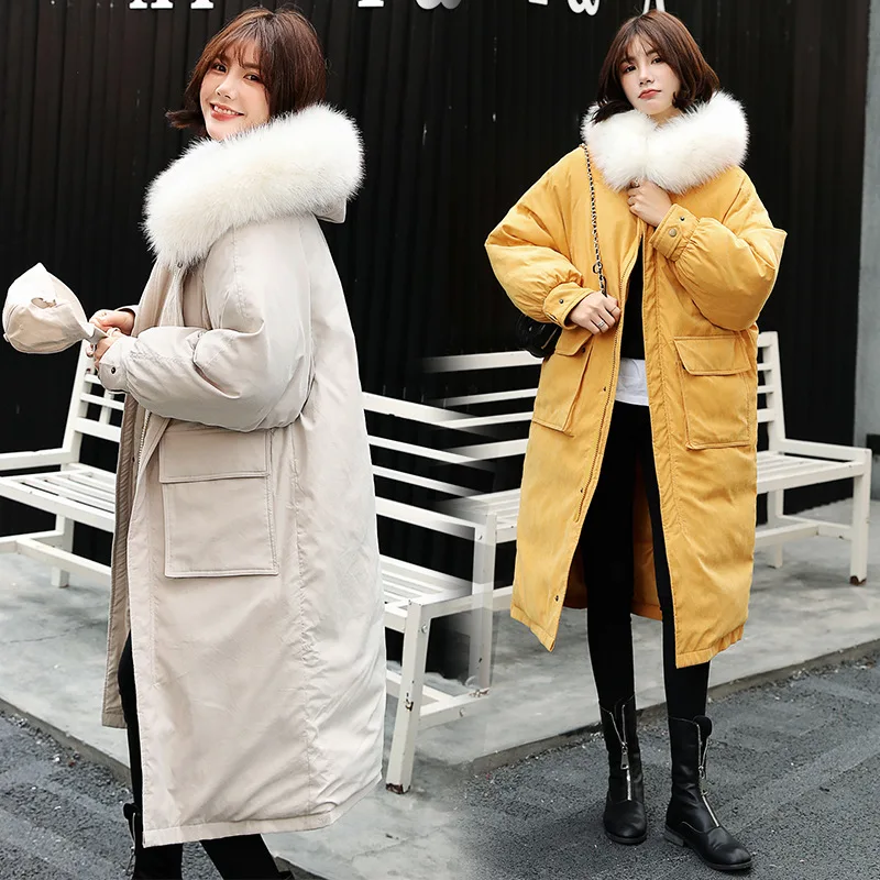 

Photo Shoot Peach Skin 19 Winter New Style down Jacket Women's Korean-style Loose-Fit Students Long Online Celebrity Live Cotton