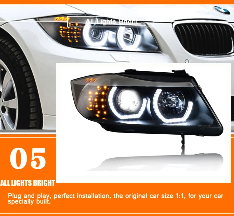 2 шт. автомобильный стиль светодиодный фары для BMW 3 серии e90 06-12 для e90 Головной фонарь светодиодный DRL Объектив двойной луч H7 HID Xenon bi xenon объектив