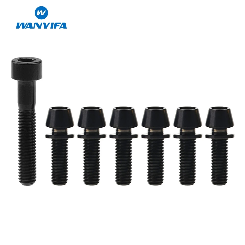 

Wayifa 7Pcs Titanium M6 Bolts 1X M6*35mm Column Head Bolt + 6X M6*18 20mm Taper Head With Washer Screws for Bicycle Accessories