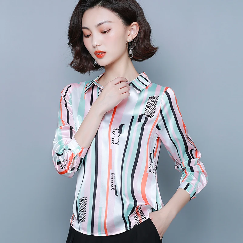 Womens Tops and Blouses OL Silk Blouse Autumn Basic Satin Office Lady Shirt Work Wear Blusas Feminina Tops Shirts Plus Size - 4.00038E+12